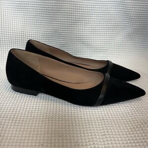 Malone Souliers Black Suede Ballet Flats Pointed Toe Shoes Size 37  US-7 Italy